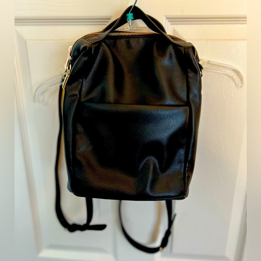 Women’s Black vegan leather backpack/purse